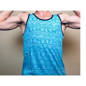 Vintage Vans Off The Wall Tank Mens Small Blue Y2K Retro Colorful Summer